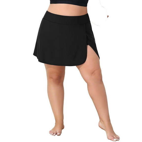 Asoul Plus Size Swim Skirts for Womens Tummy Control Split Swimsuit Bottom High Waisted Swim Suit Skirt with Pockets