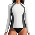 thumbnail image 1 of Asoul Rash Guard for Women Full Zip, Zip Up Long Sleeve Swim Shirts for Women, Surfing Top UPF 50+ SPF Sun & UV Protection, 1 of 7