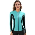 thumbnail image 1 of Asoul Rash Guard for Women, UPF 50+ Long Sleeve Zip Front UV Sun Protection Jacket Swim Shirt for Women Swimwear, 1 of 6