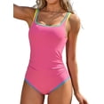 thumbnail image 1 of Asoul Ribbed One Piece Color Blocked Swimsuits for Womens Slimming Swimwears Tummy Control Swimming Suits Monokini Bathing Suits, 1 of 7