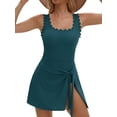 thumbnail image 1 of Asoul Scalloped Ribbed One-Piece Tummy Control Swimsuits for Women Wrap Tie Swim Dress Modest Bathing Suits with Skirts, 1 of 9