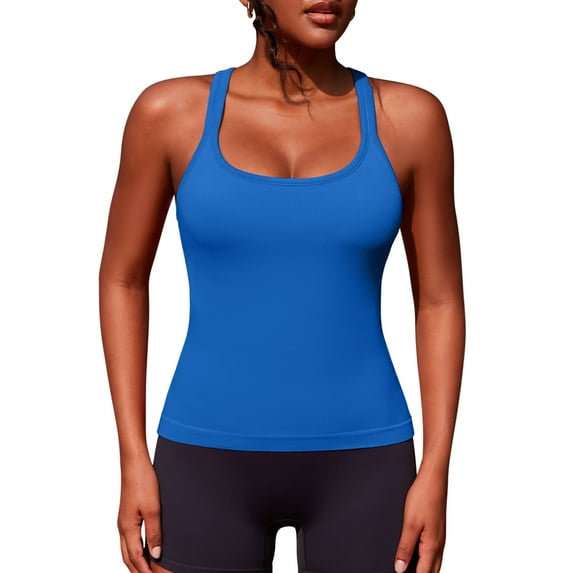 Asoul Scoop Neck Sport Tank Tops for Womens Fitness Yoga Shirts Tops