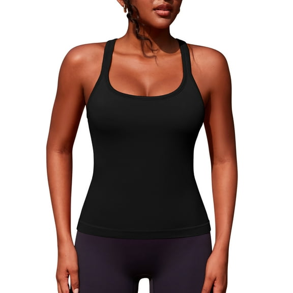 Asoul Scoop Neck Sport Tank Tops for Womens Fitness Yoga Shirts Tops