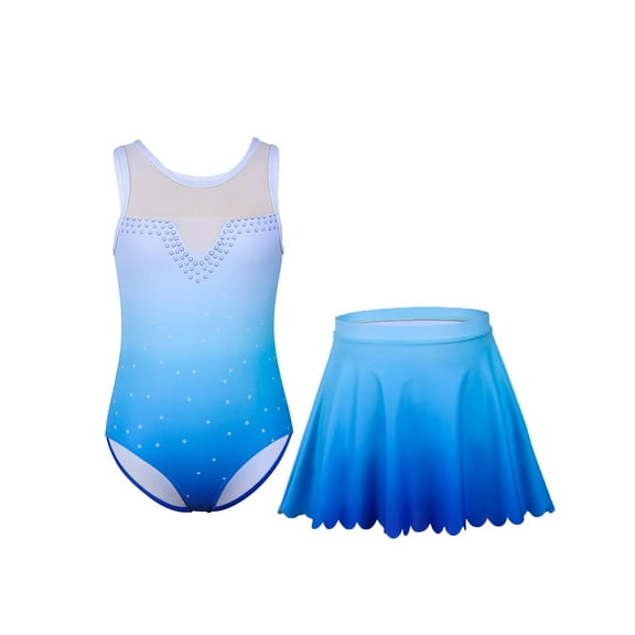 Asoul Two Piece Gymnastics Leotards for Girls with Skirt Sleeveless Ballet Dance Dress Outfit 4-10 Years