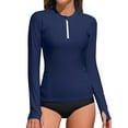 thumbnail image 1 of Asoul Women's Long Sleeve Swim Shirts,Zipper Rash Guard Quick Dry Swimsuit Tops,Athletic Workout Running Tops UPF 50+, 1 of 7