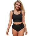 thumbnail image 1 of Asoul Women's Ruched Bikini Sets Sporty Two Piece Swimsuits Strapy Bathing Suit with Pockets, 1 of 6