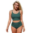 thumbnail image 1 of Asoul Women's Ruched Bikini Sets Sporty Two Piece Swimsuits Strapy Bathing Suit with Pockets, 1 of 6