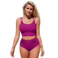 thumbnail image 1 of Asoul Women's Ruched Bikini Sets Sporty Two Piece Swimsuits Strapy Bathing Suit with Pockets, 1 of 6