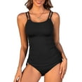 thumbnail image 1 of Asoul Women's Two Piece Swimsuit Side Drawstring Tankini Tops with High Waisted Bikini Bottoms, 1 of 6