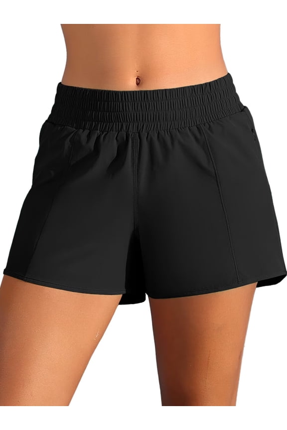 Women's UPF 50+ Swimsuit Bottoms with Liner Zipper Pockets High Waisted Bathing trunks Tankini Bikini Swim Shorts