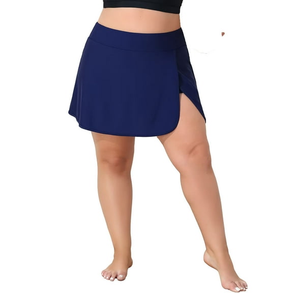 Asoul Plus Size Swim Skirts for Womens Tummy Control Split Swimsuit Bottom High Waisted Swim Suit Skirt with Pockets