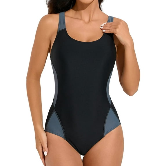 Charmo Womens One Piece Sport Swimsuits High Cut Bathing Suits Adjustable Straps Athletic Competition Racing Swimwear