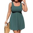 thumbnail image 1 of Asoul Womens Plus Size Scalloped Ribbed Swim Dress Full Coverage Tummy Control One Piece Swimsuits Flowy Bathing Suits, 1 of 7