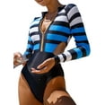 thumbnail image 1 of Asoul Womens Rash Guard UPF 50+ Long Sleeve Swim Shirt One Piece Bathing Suits Zipper Swimsuit, 1 of 3
