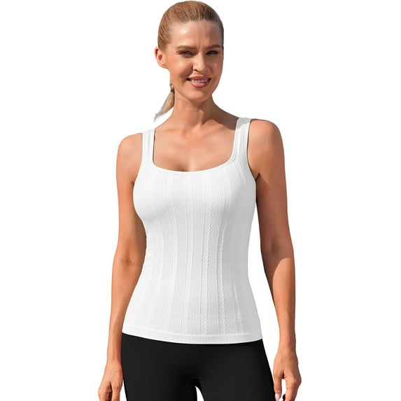 Asoul Workout Tank Tops for Women,Built in Bras Padded,Sleeveless Athletic Yoga Shirts