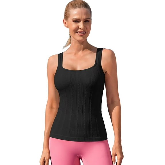 Asoul Workout Tank Tops for Women,Built in Bras Padded,Sleeveless Athletic Yoga Shirts