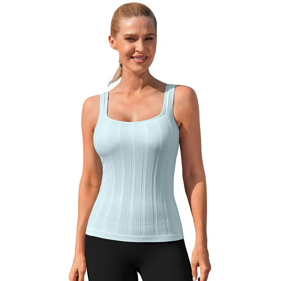 Asoul Workout Tank Tops for Women,Built in Bras Padded,Sleeveless Athletic Yoga Shirts
