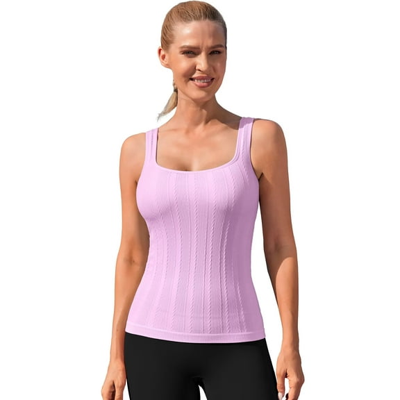 Asoul Workout Tank Tops for Women,Built in Bras Padded,Sleeveless Athletic Yoga Shirts