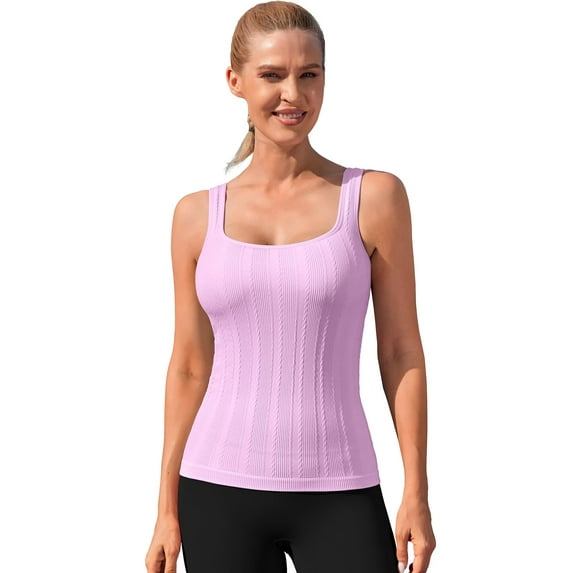 Asoul Workout Tank Tops for Women,Built in Bras Padded,Sleeveless Athletic Yoga Shirts