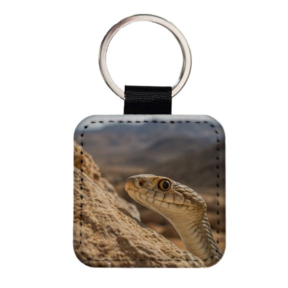 Asp Snake Wildlife Nature Faux Leather Square Keychain