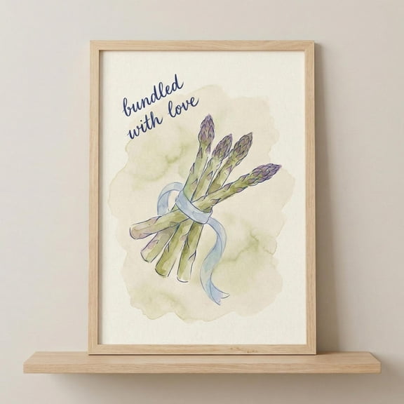 Asparagus Bundle Wall Art, Vegetable Kitchen Decor, Farmhouse Garden Print, Unframed Paper Poster 8x10in