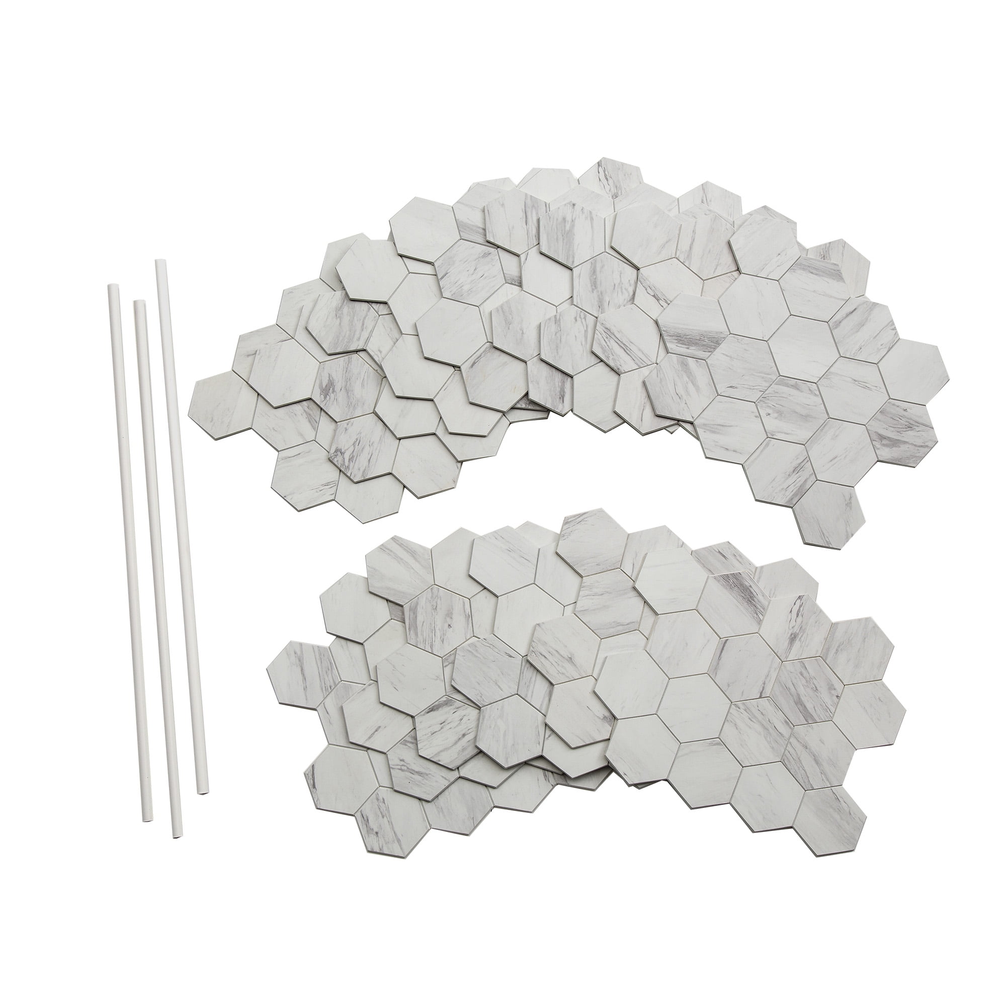 Carrara Hex Gray PVC Peel and Stick Mosaic Tile