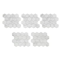 Aspect Collage 12.75in x 10.6in Peel and Stick Backsplash in Carrara Hex (5-Pack)