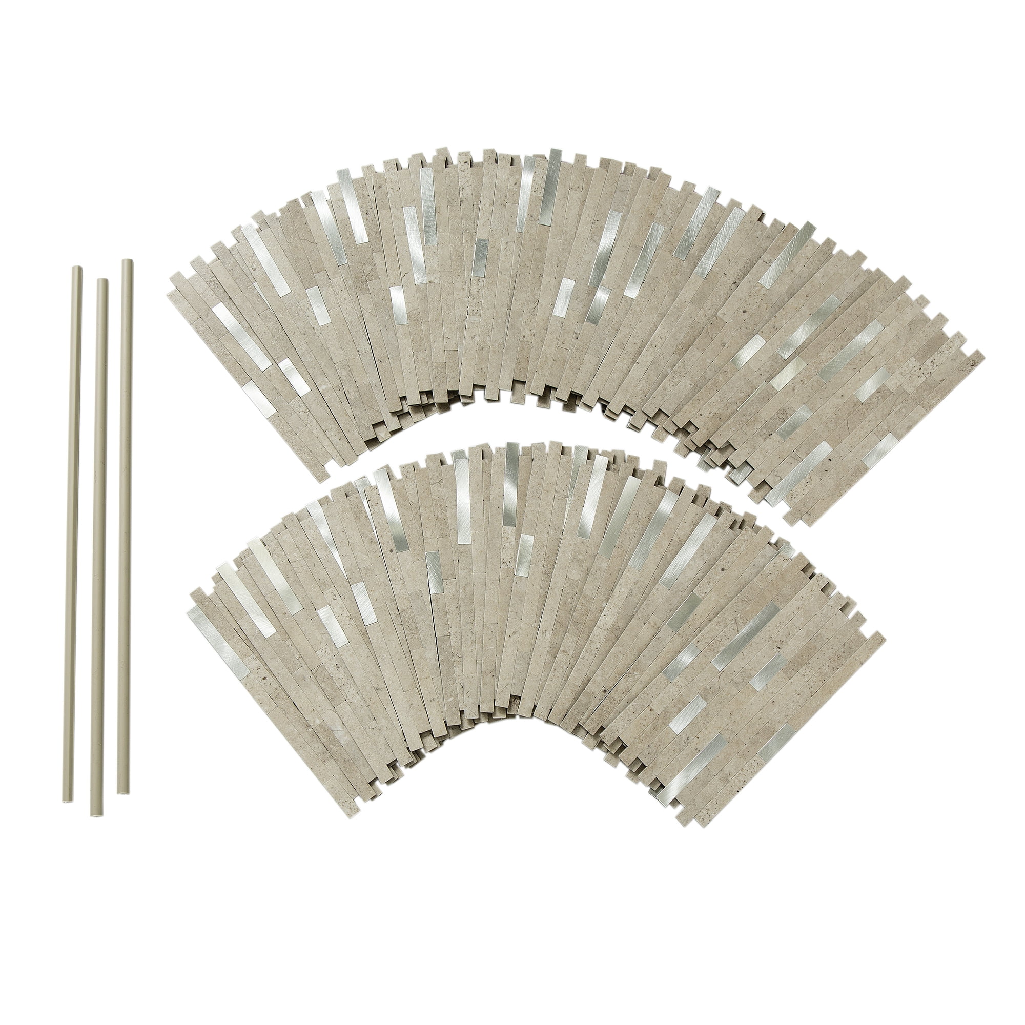 Biscuit and Aluminum Peel and Stick Mosaic Tile for Walls