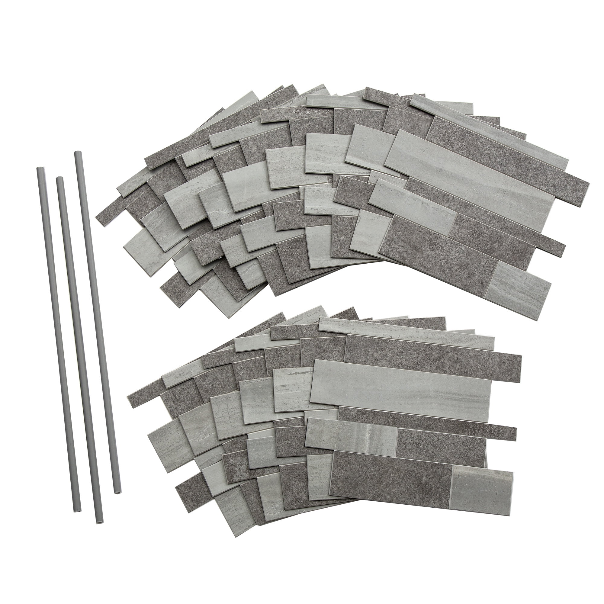Mixed Gray Corridor Peel and Stick Mosaic Tile Set