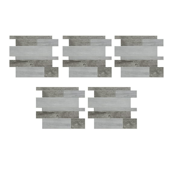 Aspect Collage 13.6in x 12in Peel and Stick Backsplash in Mixed Gray Corridor (5-Pack)
