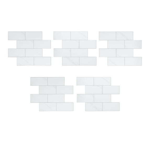 Aspect Collage 14.9in x 11.75in Peel and Stick Backsplash in Carrara Subway (5-Pack)