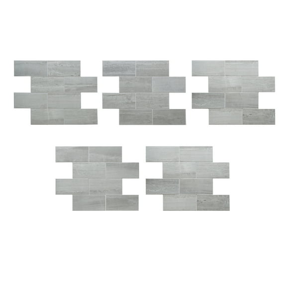 Aspect Collage 14.9in x 11.75in Peel and Stick Backsplash in Gray Subway (5-Pack)