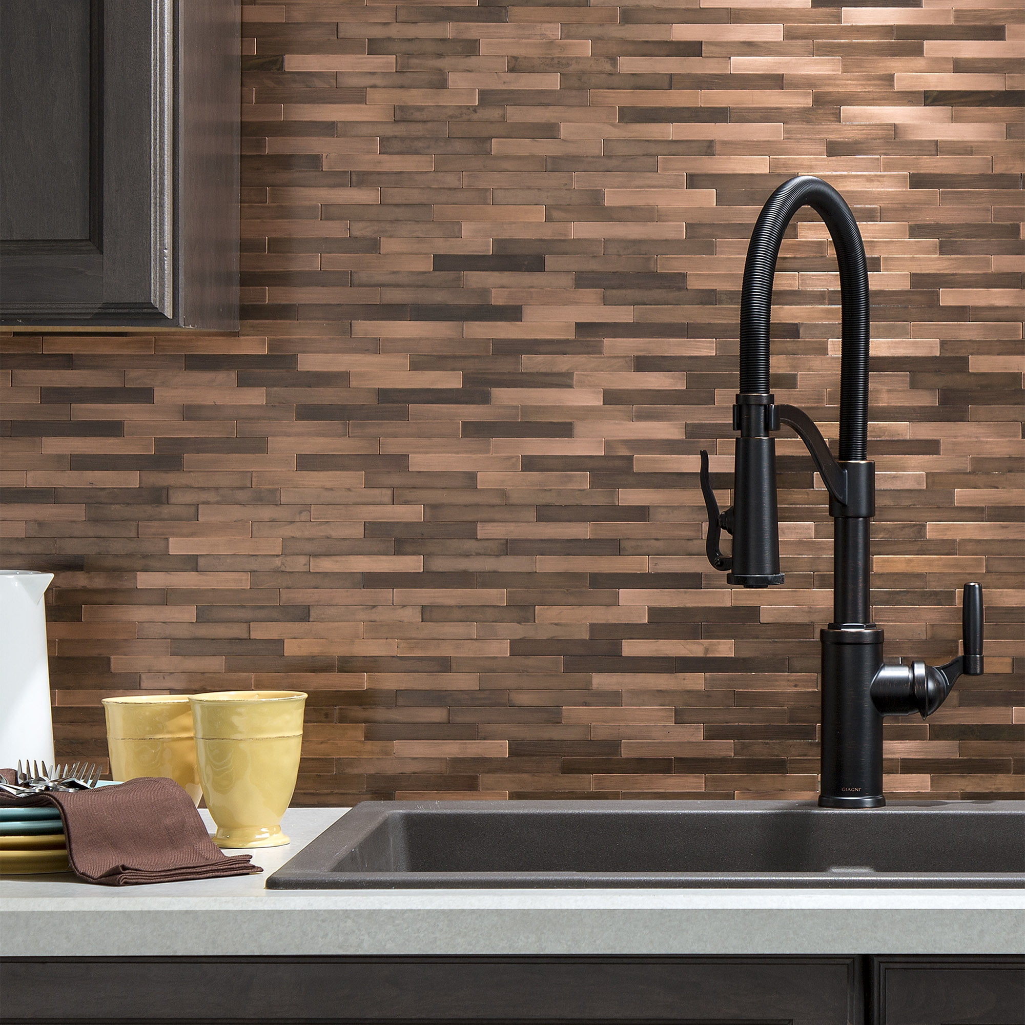 Aged Copper 13.5'' x 5.75'' Peel and Stick Metal Backsplash Tile
