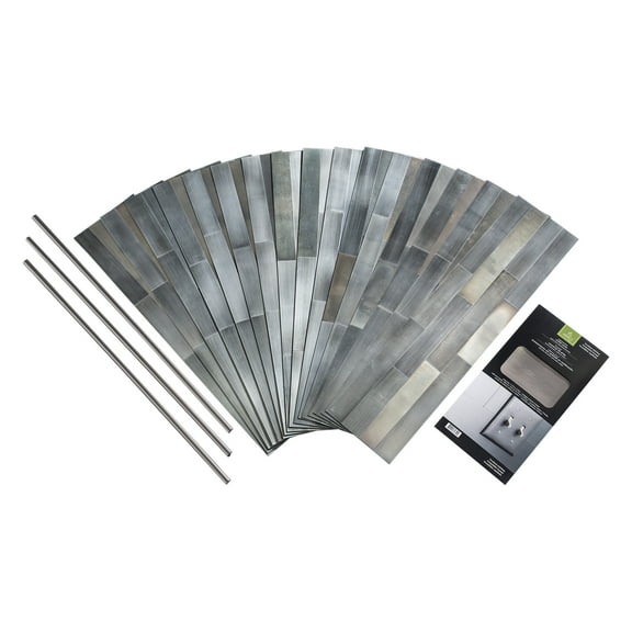 Aspect Peel & Stick Distressed Metal 15 sq ft Kit in Gilded Silver