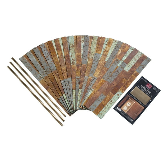 Aspect Peel & Stick Distressed Metal 15 sq ft Kit in Tarnished Tin
