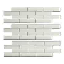 Aspect Peel and Stick 12.5in x 4in Subway Frost Matted Glass Tile for Kitchen and Bathrooms (3-Pack)