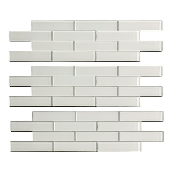 Aspect Peel and Stick 12.5in x 4in Subway Frost Matted Glass Tile for Kitchen and Bathrooms (3-Pack)