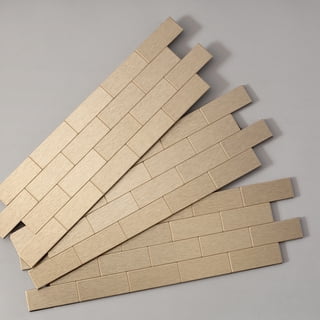 Aspect Peel and Stick Backsplash 12.5in x 4in Subway Champagne Matted Metal Tile for Kitchen and Bathrooms (3-Pack)