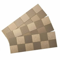 Aspect Peel and Stick Backsplash 12in x 4in Square Champagne Matted Metal Tile for Kitchen and Bathrooms (3-Pack)