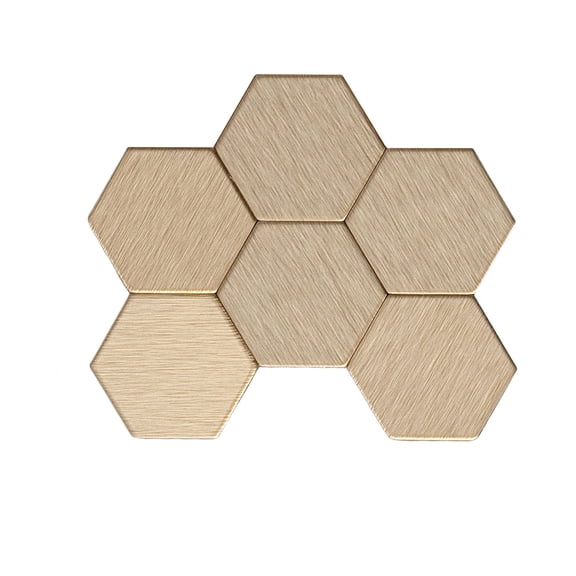 Aspect Peel and Stick Backsplash Honeycomb Champagne Matted Metal Tile Sample for Kitchen and Bathrooms