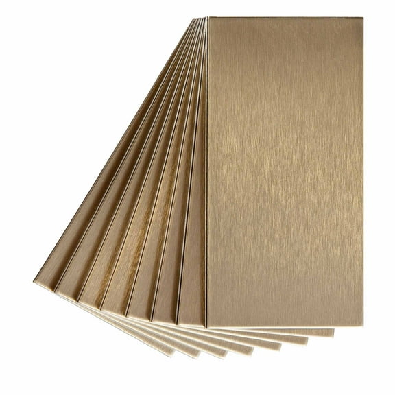 Aspect Peel and Stick Backsplash 3in x 6in Brushed Champagne Long Grain Metal Tile for Kitchen and Bathrooms (8-Pack)