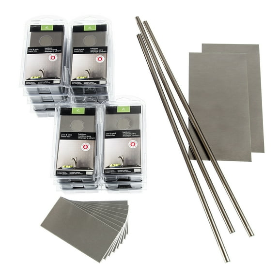 Aspect Peel and Stick Backsplash 3in x 6in Brushed Stainless Long Grain Metal Tile 15 Sq Ft Kit for Kitchen and Bathrooms