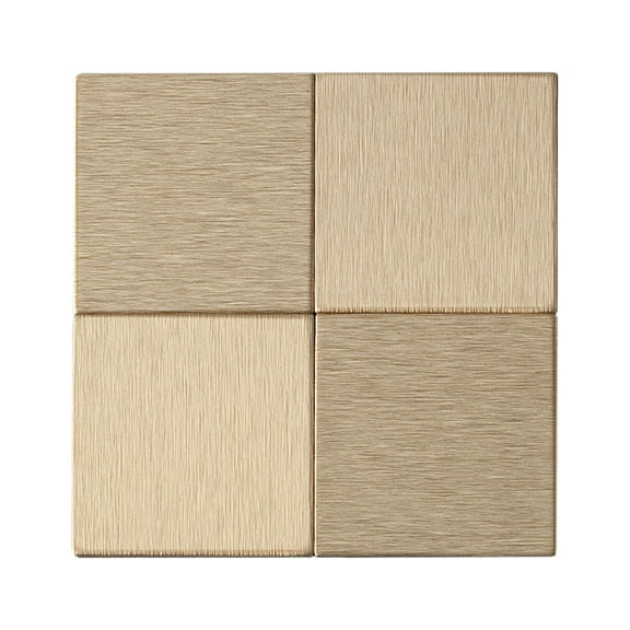 Aspect Peel and Stick Backsplash Square Champagne Matted Metal Tile Sample for Kitchen and Bathrooms (Sample)