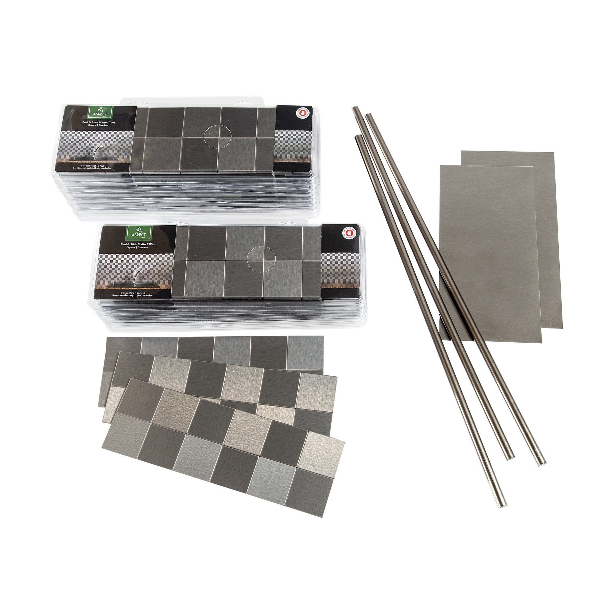 Stainless Steel Peel and Stick Metal Backsplash Tiles