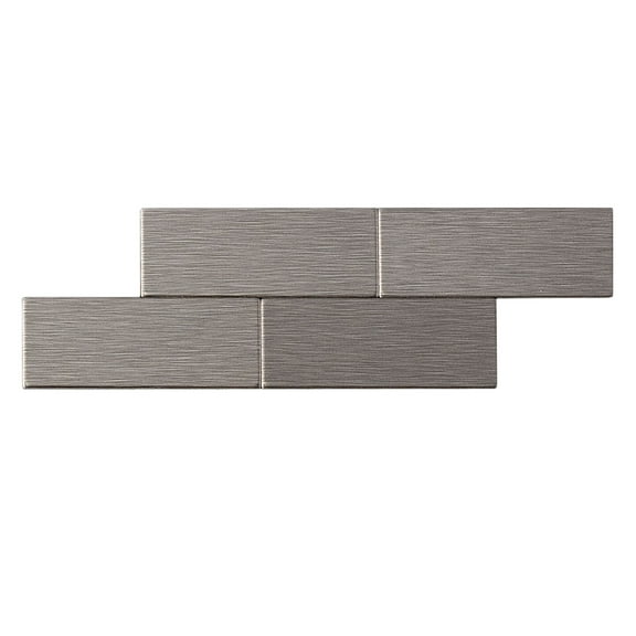 Aspect Peel and Stick Backsplash Subway Stainless Matted Metal Tile Sample for Kitchen and Bathrooms (Sample)