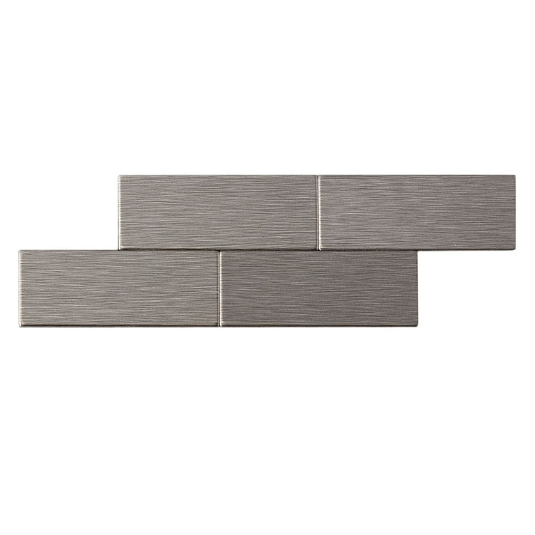 Aspect Peel and Stick Backsplash Subway Stainless Matted Metal Tile Sample for Kitchen and Bathrooms (Sample) Aspect Peel and Stick Backsplash Subway Stainless Matted Metal Tile Sample for Kitchen and Bathrooms (Sample)
