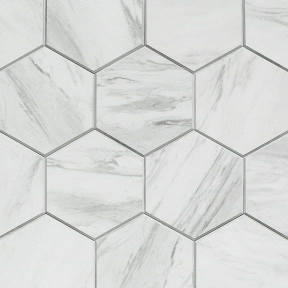 Aspect Peel and Stick Collage Tile in Carrara Hex Sample