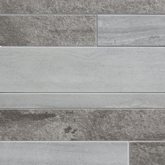Aspect Peel and Stick Collage Tile in Mixed Gray Corridor Sample