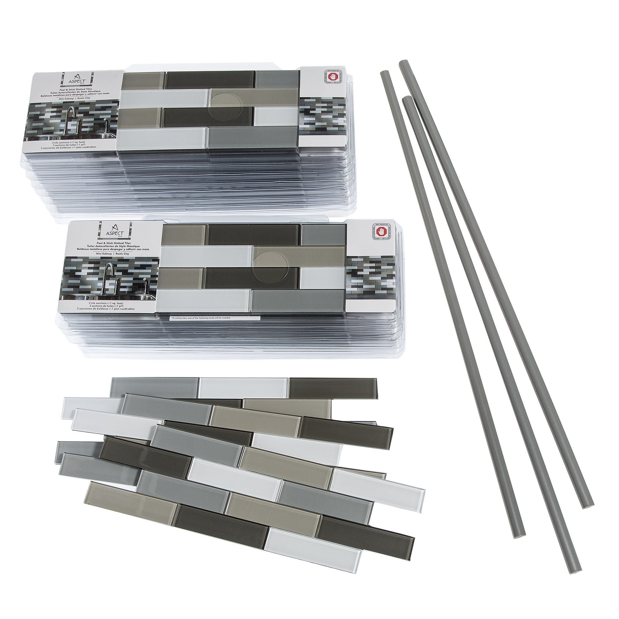 Rustic Clay Peel and Stick Glass Subway Tile Kit