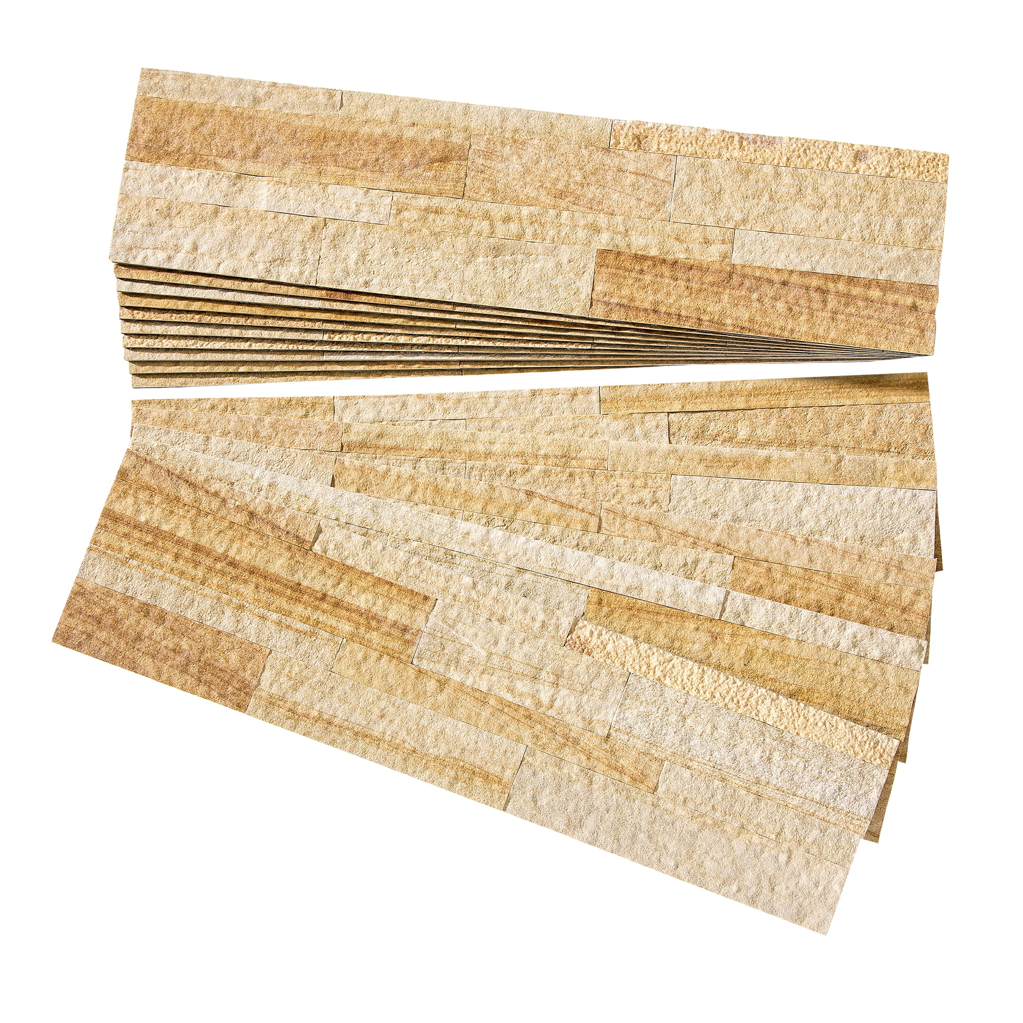 Golden Sandstone Peel and Stick Stone Kitchen Backsplash